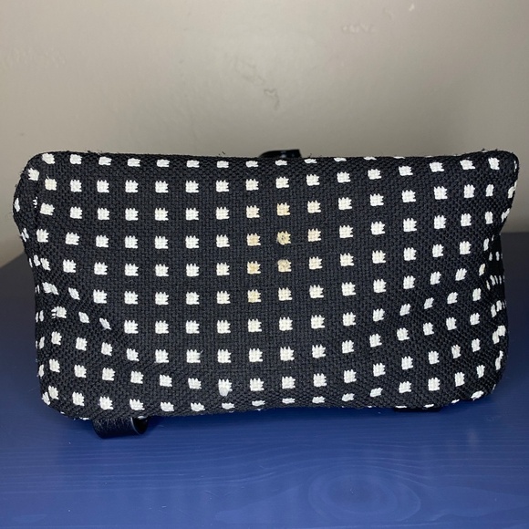 KARA Small Backpack in Black Grid Woven Pebble Leather - Picture 16 of 16